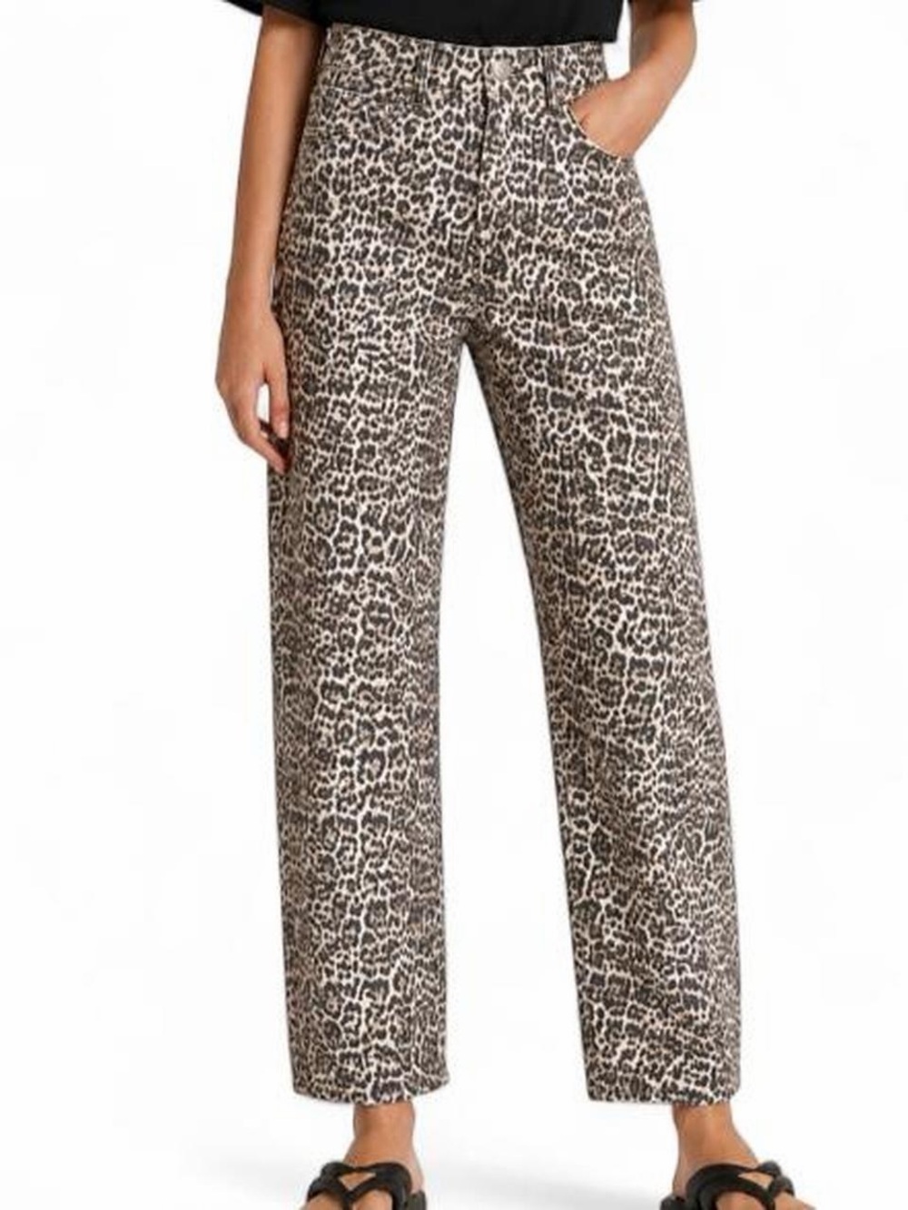 Leopard Print Wide-Leg Pants - Brown/Black